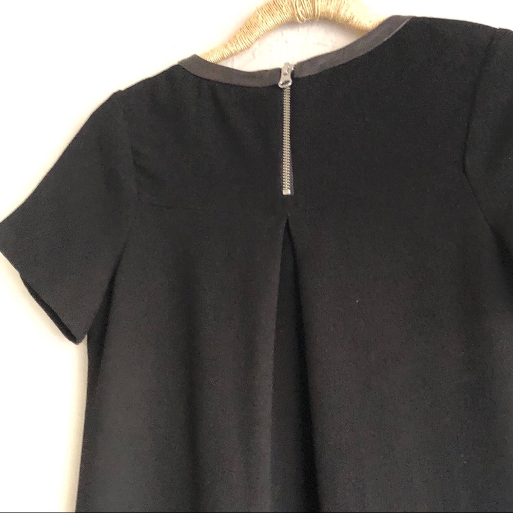 MADEWELL Leather Trim Tailored Tee Dress Black XS - Picture 5 of 9